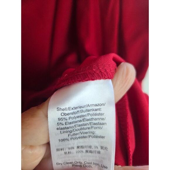 NWT DKNY Red V-Neck Faux Wrap Long Sleeve Semi Formal/Cocktail Dress size 16 - Picture 8 of 9